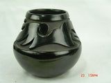 Native American, vintage Santa Clara Blackware Pottery Jar, by Stella Chavarria Ca. 1970's,