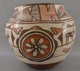 Native American, Historic Zuni Poly Chrome Pottery Olla, Ca 1930's-1940's, #1256