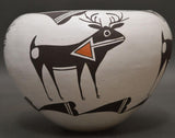 Native American, Vintage Acoma Polychrome Pottery Bowl, by Dolores Lewis, Ca 1990's, #1517