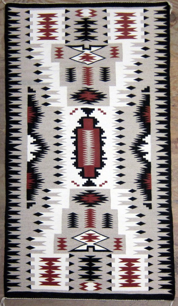 Native American Navajo Hand Woven Storm Pattern Rug/Weaving, Ca 1970-90, #845 Sold
