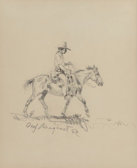 Olaf Wieghorst (American, 1899-1988) Pencil Sketching, “Indian on Horse”, C 1929, #850