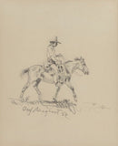 Olaf Wieghorst (American, 1899-1988) Pencil Sketching, “Indian on Horse”, C 1929, #850