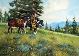Western Artist, Ron Stewart, Water Color titled “Changing Camps”, #895