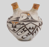 Native American Rare Acoma Double Spouted Poly Chrome Pottery Jar, #917