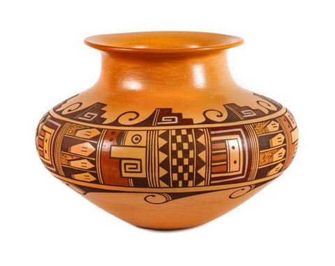 Native American Vintage Hopi Poly Chrome Pottery Tunyo Form Jar by Dee Setalla, #1435 Sold