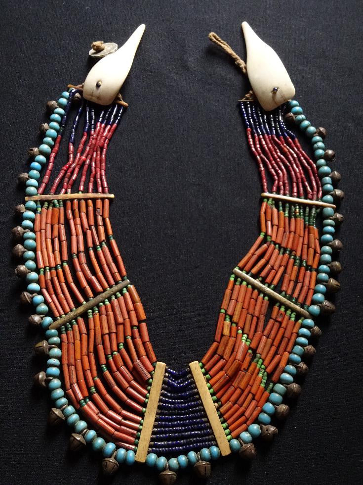Naga Small Yiptung Bead Upper Konyak Bib Necklace, #1148 Sold