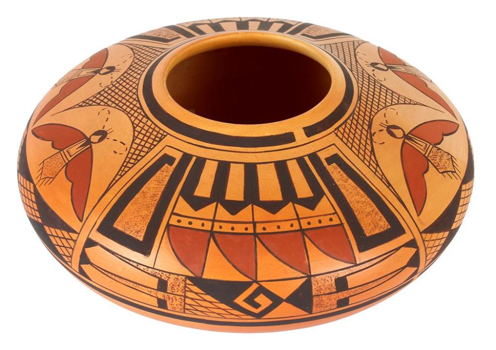Native American Hopi Poly Chrome Pottery Bowl, by Ramona Ami, Ca 1980's, #1377