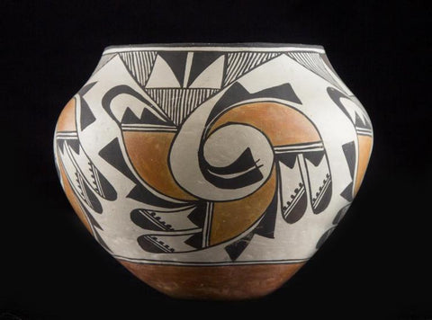 Native American Vintage Acoma Poly Chrome Pottery Olla, "Ca 1970's, #1222