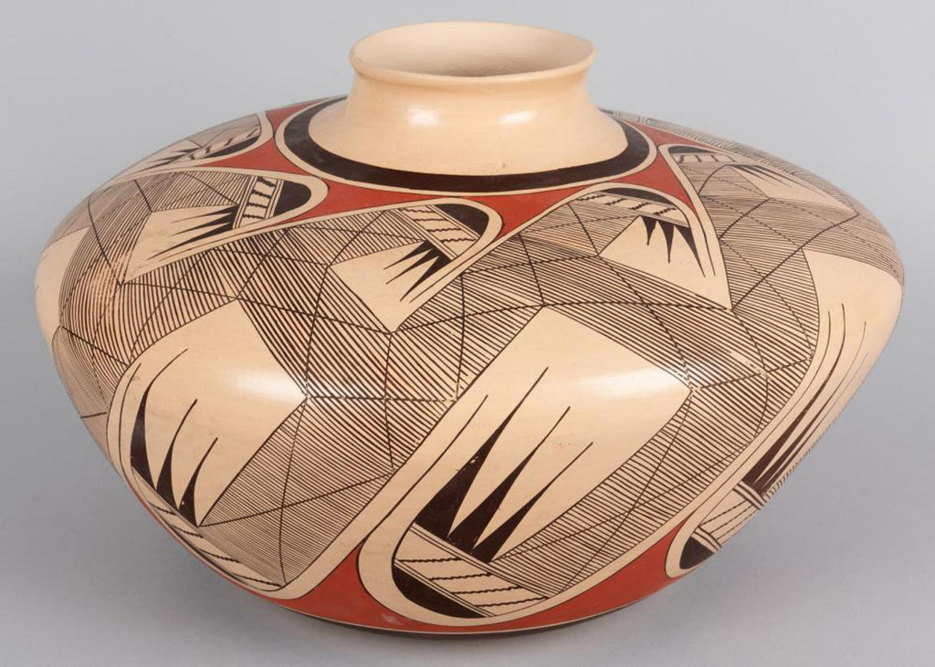 Native American, Extraordinary Large Vintage Hopi Poly Chrome Pottery Migration Pot, by Clinton Polacca Nampeyo, Ca. 1980's, #1446 Sold