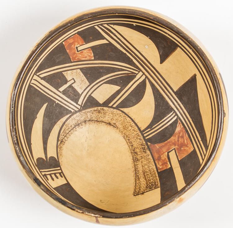 Native American Vintage Hopi Poly Chrome Pottery Bowl, Ca 1940, #1266
