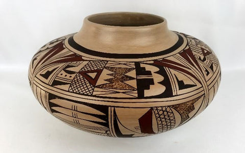 Native American, Hopi Poly Chrome Pottery Bowl, By Eunice Navasie (1920-1992), Ca 1950"s #1298 Sold