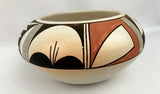Native American Hopi Poly Chrome Pottery Bowl, by Dollie Joe Navasie (White Swan), Ca 1980's, #1304