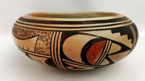Native American Vintage Hopi Poly Chrome Pottery Bowl, by Bernite Beeson, Ca 1950's, #1305 Sold