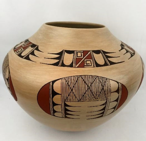 Native American, Vintage Hopi Poly Chrome Pottery Bowl, by Fawn Garcia Navasie, Ca 1980's #1306 Sold