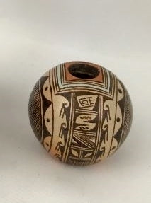 Vintage Hopi Poly Chrome Pottery Seed Jar by C.R. Sequi Komalestewa, Ca 1980's, 1309 b Sold