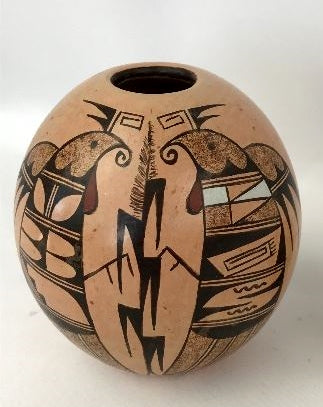 Vintage Hopi Poly Chrome Pottery Seed Jar by C.R. Sequi Komalestewa, Ca 1980's, 1309a Sold