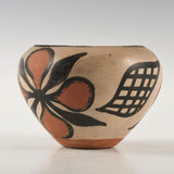 Native American, Historic, Santo Domingo Poly Chrome Pottery Bowl, Ca 1930's-40's #1455