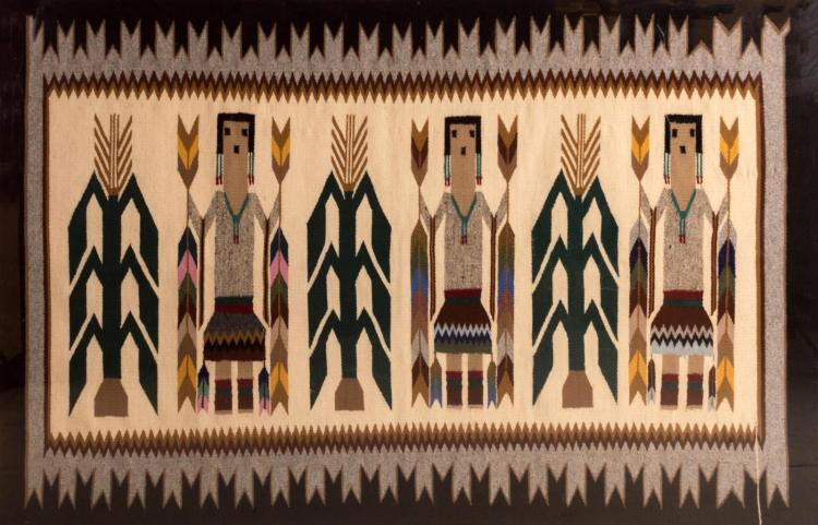 Native American, Navajo Hand Woven Wool Ye-bichai Rug or Textile, Ca, 1970's, #978 Sold