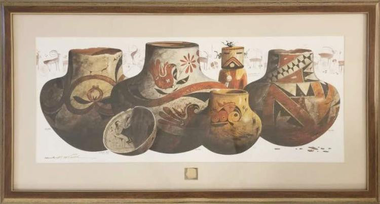 Western Artist Michael McCullough Laguna, Hopi Pottery Watercolor Painting, Ca 20th Century, #1131