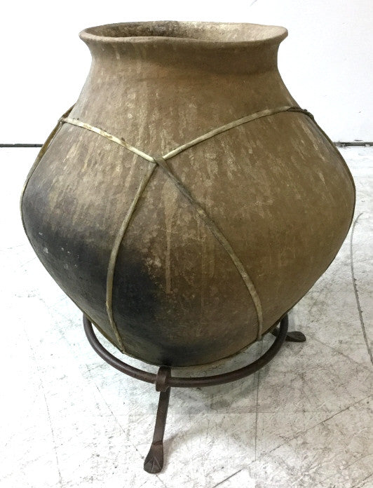 Tarahumara Indian Rawhide Bound Pottery Vessel, Ca, 1970's #988 Sold