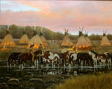 Western Artist, Ron Stewart Oil Painting, "In The Morning Glow",#776