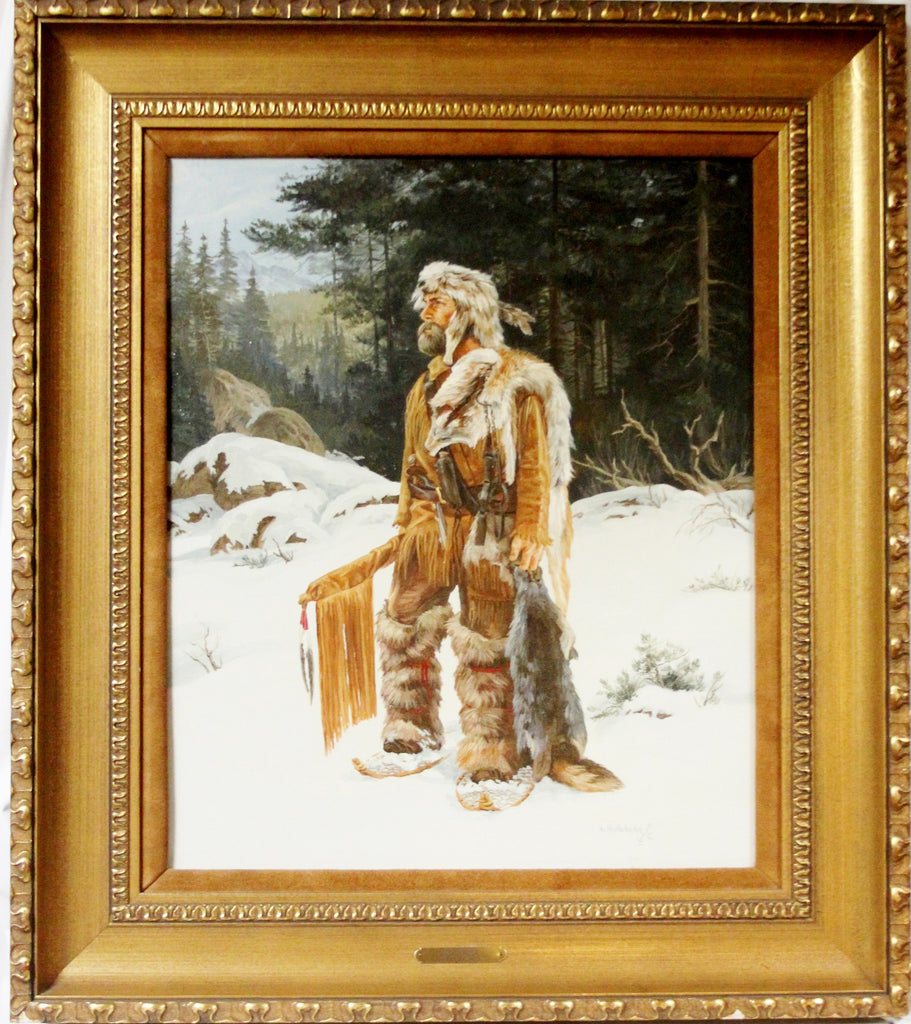Western Artist, Karin Hollebeke, Oil Painting, “ The Trapper”, Ca 1970. #906