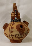 Native American Mohave Hand-Painted Pottery Effigy With Beaded Earrings and Necklaces, #931 SOLD
