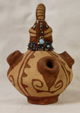 Native American Mohave Hand-Painted Pottery Effigy With Beaded Earrings and Necklaces, #931 SOLD