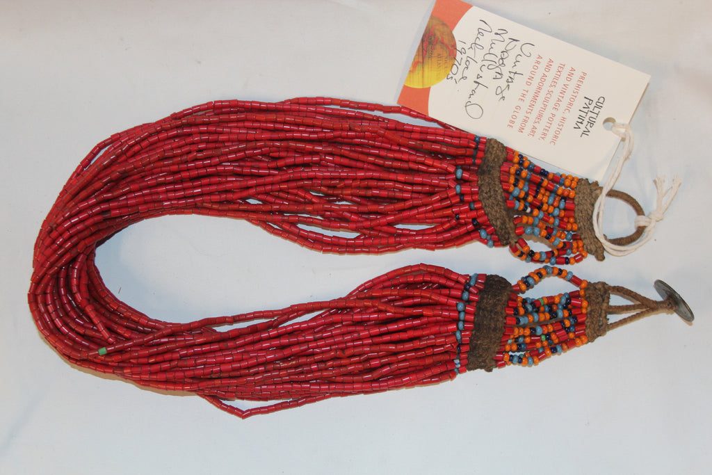 Naga Medium Red Multi-strand Glass Bead Necklace, #1063