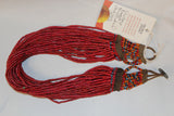 Naga Medium Red Multi-strand Glass Bead Necklace, #1063