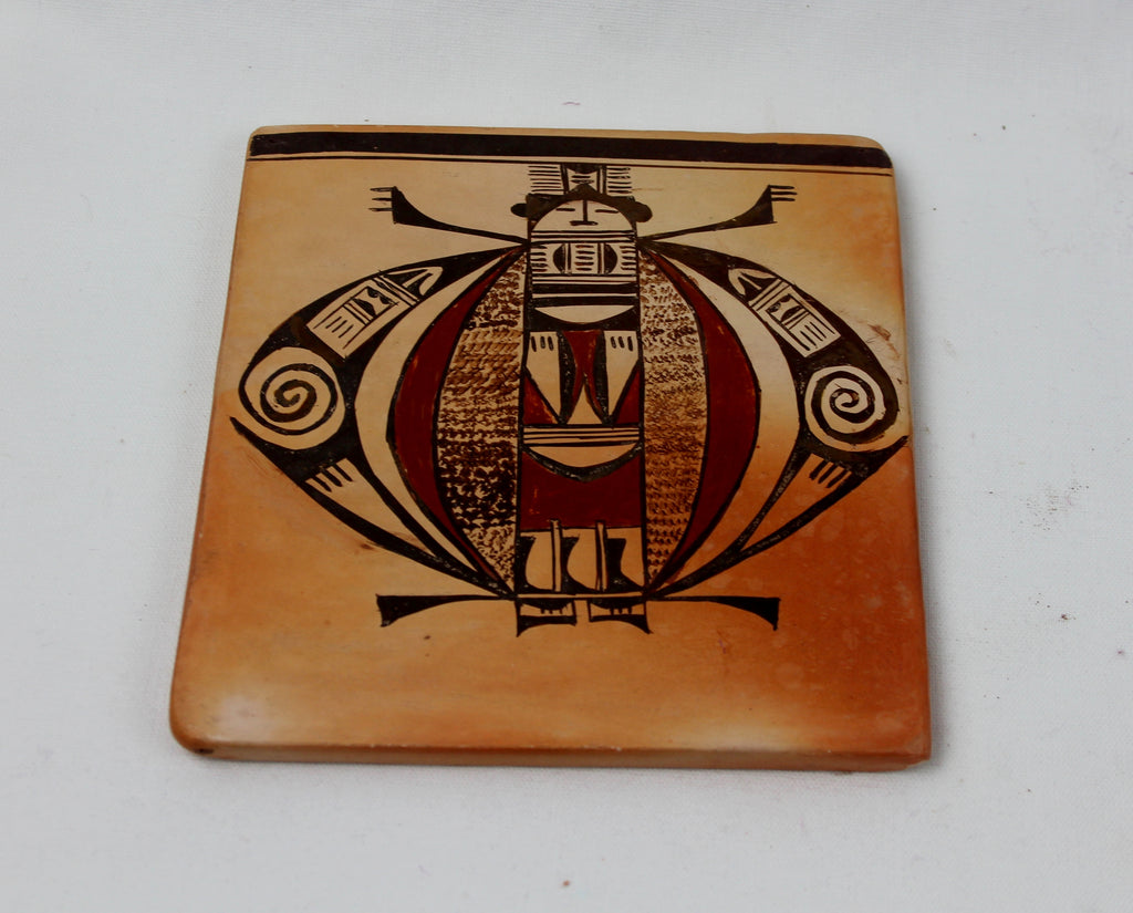 Native American, Vintage Hopi Pottery Tile with Katsina, by Priscilla Namingha Nampeyo, Ca 1940's, #1208 Sold