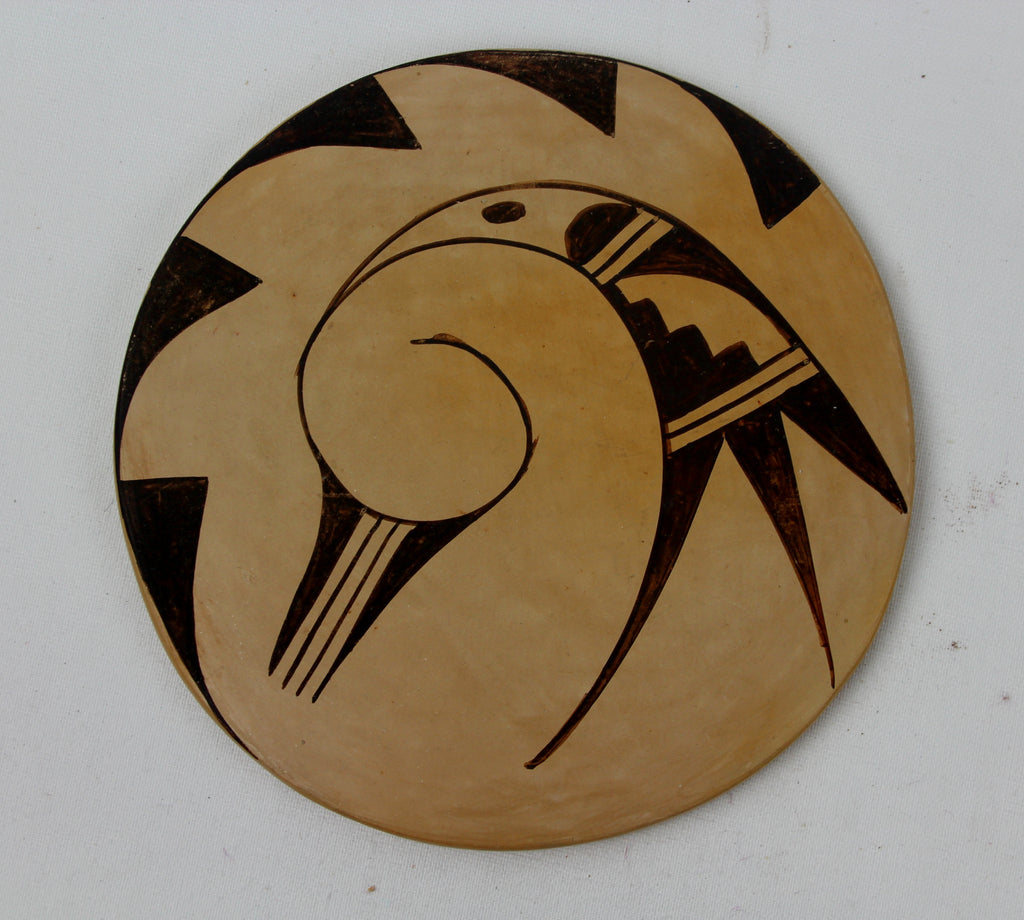 Native American,   Vintage Hopi Pottery Tile with Rain Bird, Ca 1940's, #1209 Sold