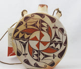 Native American, Vintage Acoma Poly Chrome Pottery Canteen, Ca 1970's, #1370