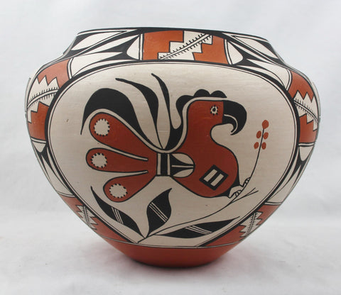 Native American, Vintage Acoma Poly Chrome Pottery Olla, by Florance Aragon, Ca 1980's, #1475.