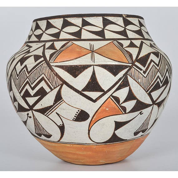 Native American, Vintage Acoma Poly Chrome Pottery Olla, # 1123