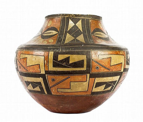 Native American Historic Acoma Geometric Polychrome Olla #42