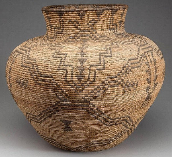 Apache : Supurb Native American Western Apache Olla Coiled Basket #26