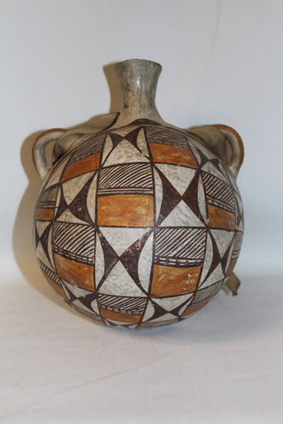 Antique Pottery : Antique Acoma Polychrome Pottery Canteen #17
