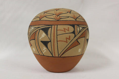 Seed Jar : Native American Jemez pueblo Polychrome Pottery Seed Jar, signed by Jo Toya #122 Sold