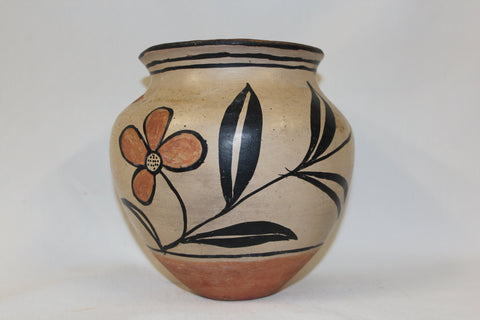 Flower Pottery : Excellent Native American Pottery Olla, probably Santo Domingo #213