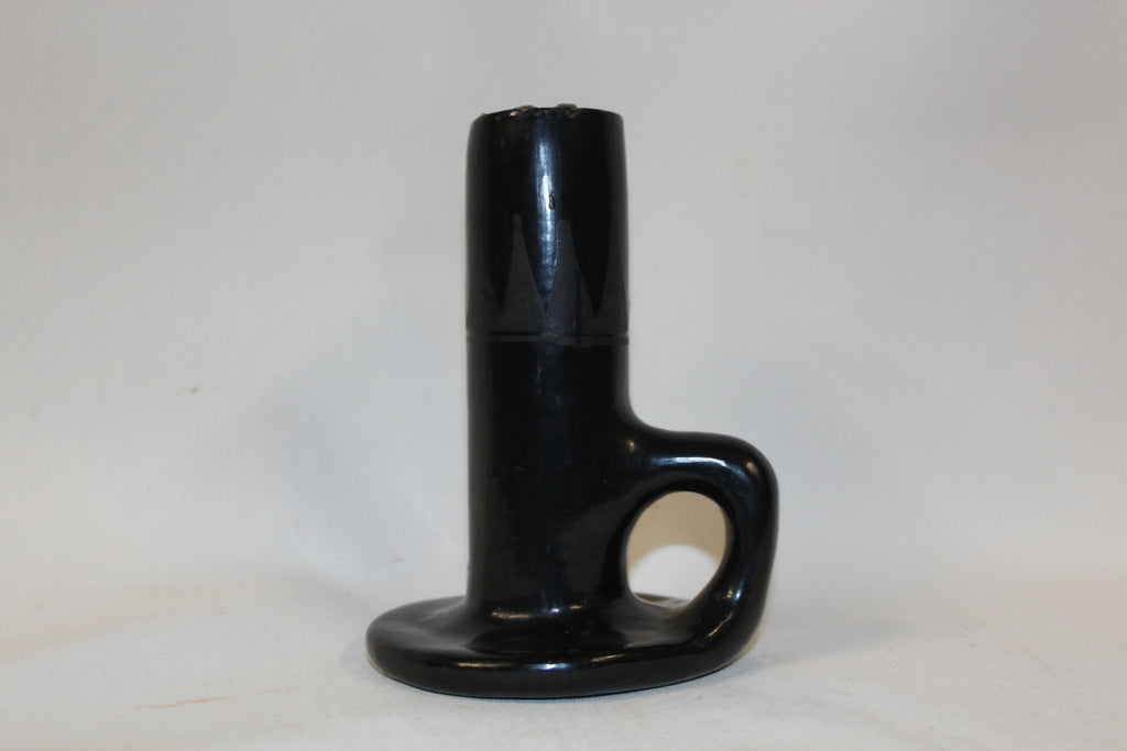Candlestick : Excellent Native American San Ildefonso Black Ware Candlestick by Maria and Julian Martinez #212