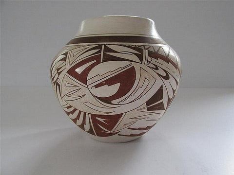 Hopi Pottery :  Native American Hopi Polychrome Pottery Jar, by Maynard and Veronica Navasie #236 Sold