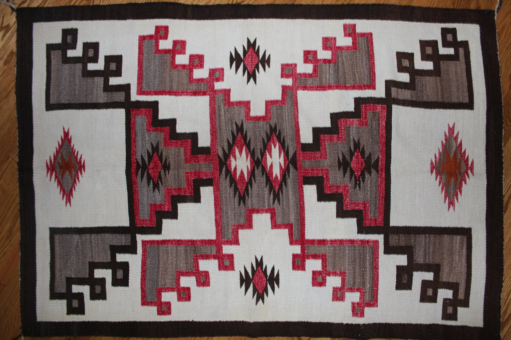 97. Old Navajo Crystal Rug with Double Storm Design