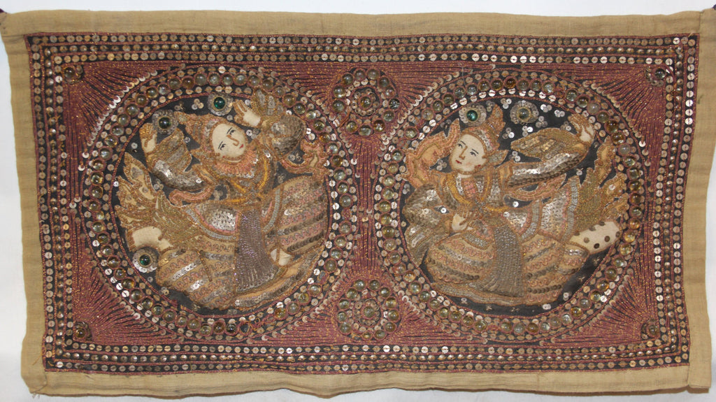 Antique Tapestry : Antique Burmese Kalaga Tapestry
