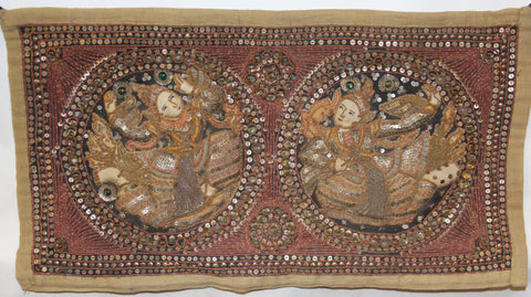 Antique Tapestry : Antique Burmese Kalaga Tapestry #861