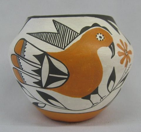 Bird Pottery : 1950's Minature Acoma Zia Bird Polychrome Pottery Jar #251 SOLD