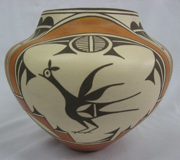 Pueblo Pottery : 1950's Zia Pueblo Bird Polychrome Olla by Sofia Medina #249