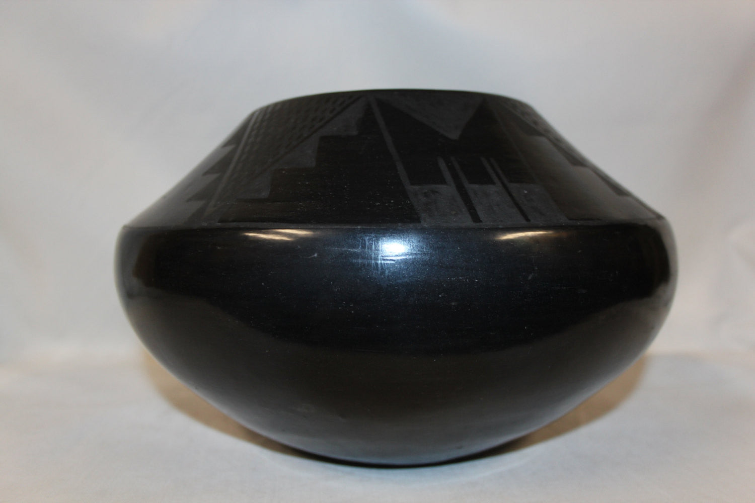 Puebloan: Maria Martinez, Black-on-black ceramic vessel