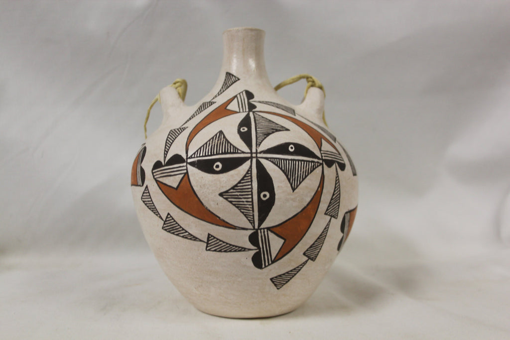 Acoma Pottery : Exceptional Vintage Acoma Polychrme Pottery Canteen #272