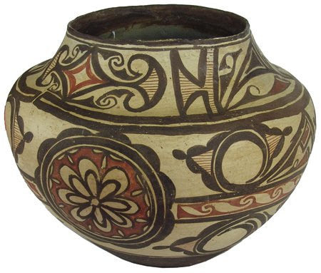 Zuni Pottery : Fantastic Old Polychrome Zuni Pottery Olla #288